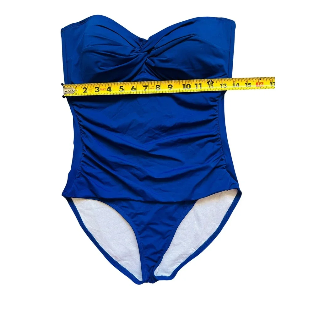 Tommy‎ Bahama Pearl Twist Front Shirred One Piece Swimsuit Blue Sapphire Size 12